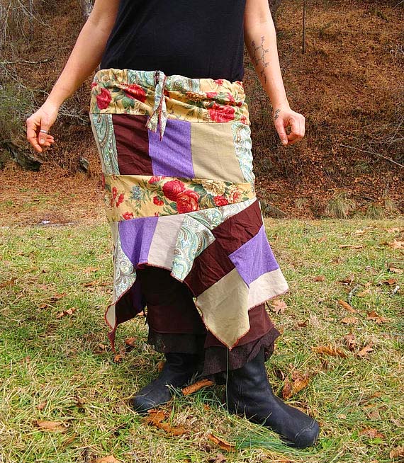 Upcycled clothing - patchwork skirt