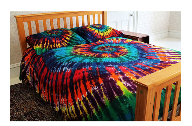 Colorful Rainbow Tie Dye Bedding Cotton Duvet Cover Set Full Queen